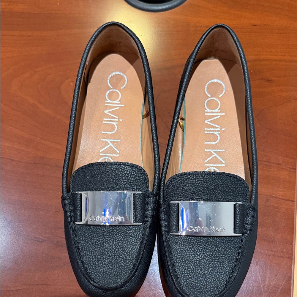 Calvin Klein Black Loafers with Silver Accent
